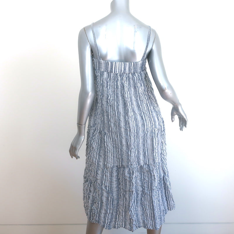 Jenni Kayne Striped Summer Dress Chambray &amp; White Cotton-Blend Size Extra Small