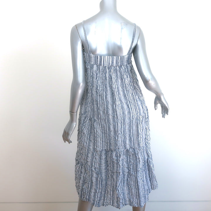 Jenni Kayne Striped Summer Dress Chambray &amp; White Cotton-Blend Size Extra Small