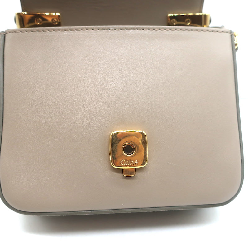 Chloe Mini C Crossbody Bag Taupe Leather &amp; Suede NEW
