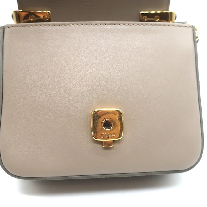 Chloe Mini C Crossbody Bag Taupe Leather &amp; Suede NEW