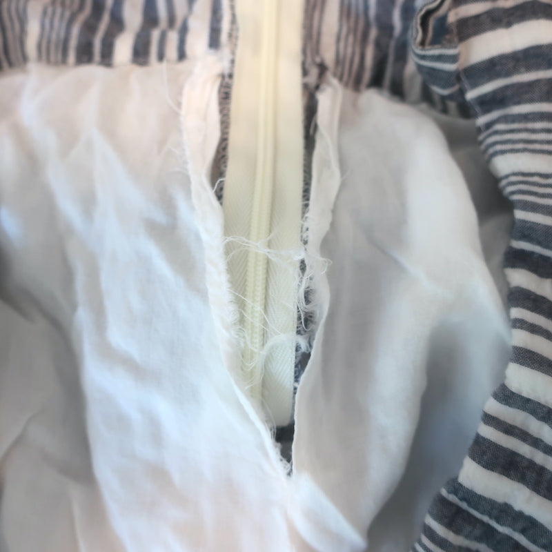 Jenni Kayne Striped Summer Dress Chambray &amp; White Cotton-Blend Size Extra Small