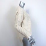 La Ligne Scotia Cable Knit Cashmere V-Neck Sweater Cream Size Small