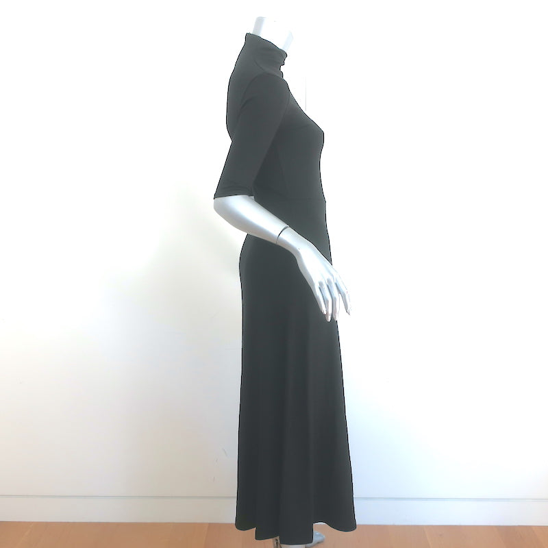 Vince Elbow-Sleeve Turtleneck Maxi Dress Black Knit Size Extra Extra Small
