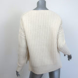 La Ligne Scotia Cable Knit Cashmere V-Neck Sweater Cream Size Small