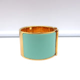 Hermes Extra Wide Clic Clac H Cuff Bracelet Vert Aqua Enamel Gold Hardware