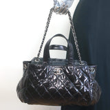 Chanel Portobello East West Tote Bag Black Quilted Glazed Calfskin and Tweed