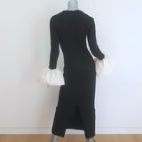 STAUD Hawthorne Bell Sleeve Maxi Dress Black Stretch Jersey Size Extra Small