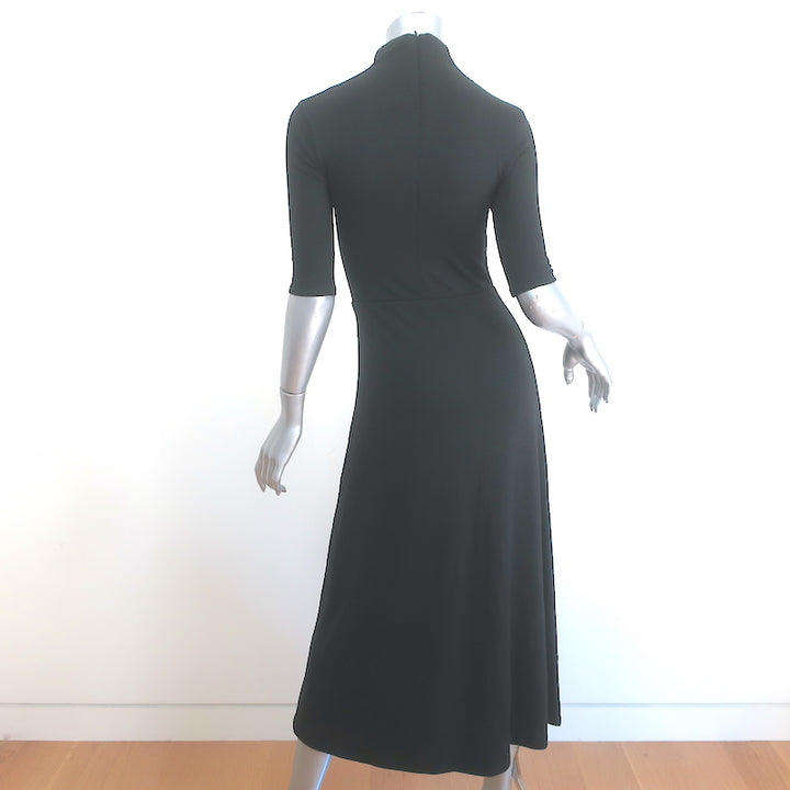 Vince Elbow-Sleeve Turtleneck Maxi Dress Black Knit Size Extra Extra Small