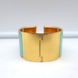 Hermes Extra Wide Clic Clac H Cuff Bracelet Vert Aqua Enamel Gold Hardware