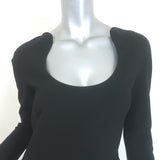 Oscar de la Renta Scoop-Neck Midi Sheath Dress Black Stretch Wool Size 6
