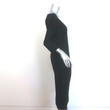 Oscar de la Renta Scoop-Neck Midi Sheath Dress Black Stretch Wool Size 6