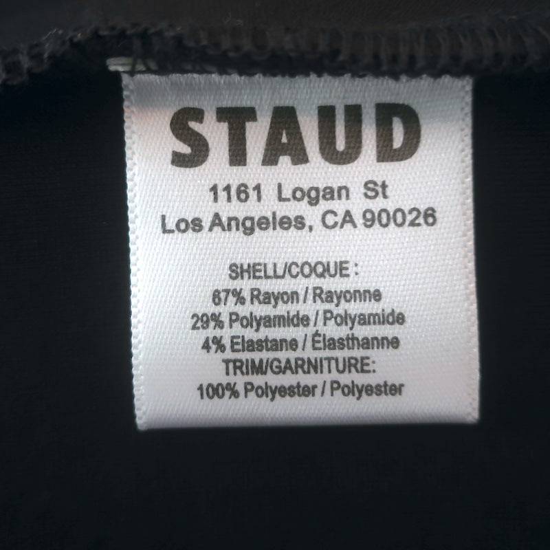 STAUD Hawthorne Bell Sleeve Maxi Dress Black Stretch Jersey Size Extra Small