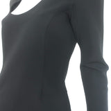 Oscar de la Renta Scoop-Neck Midi Sheath Dress Black Stretch Wool Size 6