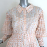 Thierry Colson Zoe button-up floral maxi dress in orange-and-white, authentic pre-owned designer piece, gently worn