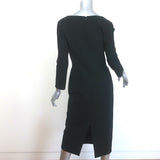 Oscar de la Renta Scoop-Neck Midi Sheath Dress Black Stretch Wool Size 6