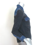 Veronica Beard Noah Colorblock Denim Shirt Black/Blue Size 00 Long Sleeve Top