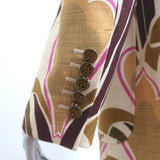 Gucci Love Parade Interlocking G Print Blazer Jacket Beige Linen Size 44