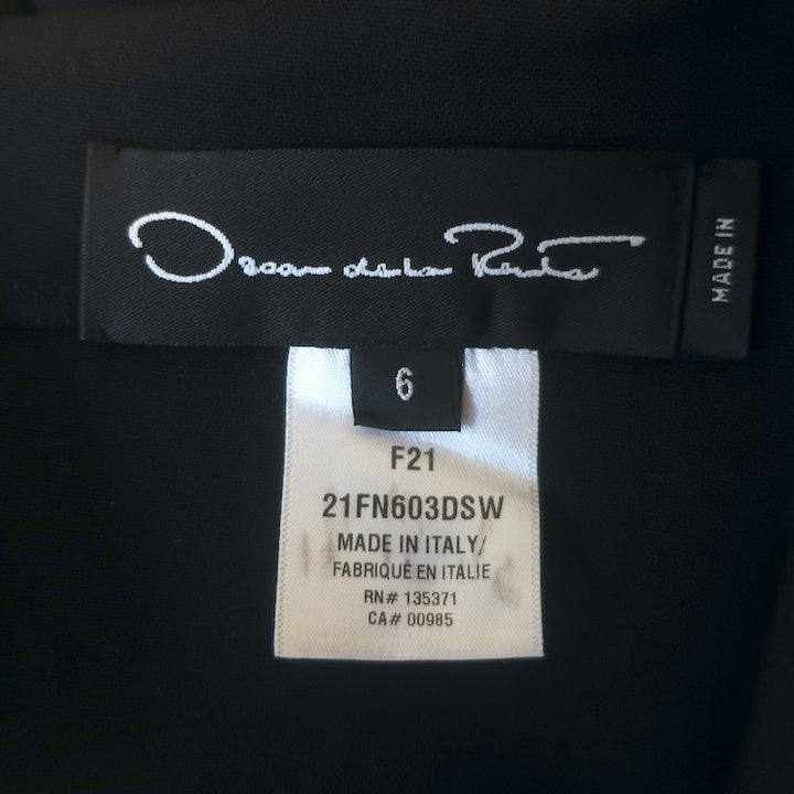 Oscar de la Renta Scoop-Neck Midi Sheath Dress Black Stretch Wool Size 6