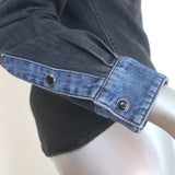 Veronica Beard Noah Colorblock Denim Shirt Black/Blue Size 00 Long Sleeve Top