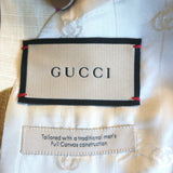 Gucci Love Parade Interlocking G Print Blazer Jacket Beige Linen Size 44