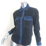 Veronica Beard Noah Colorblock Denim Shirt Black/Blue Size 00 Long Sleeve Top