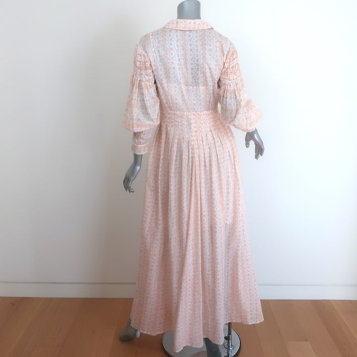 Thierry Colson Zoe orange-and-white floral button-up maxi dress, authentic pre-owned, gently worn.