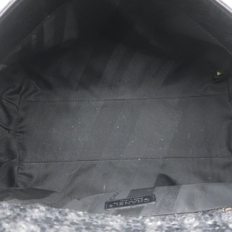 Chanel Portobello East West Tote Bag Black Quilted Glazed Calfskin and Tweed