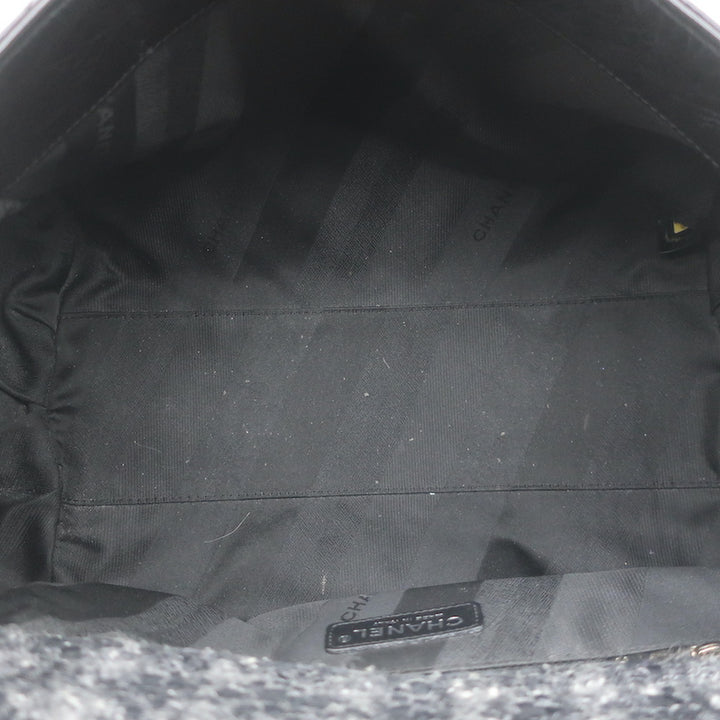 Chanel Portobello East West Tote Bag Black Quilted Glazed Calfskin and Tweed