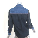 Veronica Beard Noah Colorblock Denim Shirt Black/Blue Size 00 Long Sleeve Top
