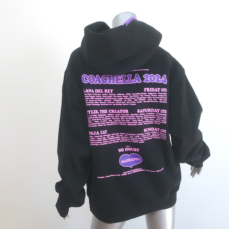 Madhappy Coachella Big Heart Fleece Hoodie Sweatshirt Black Size Large Unisex