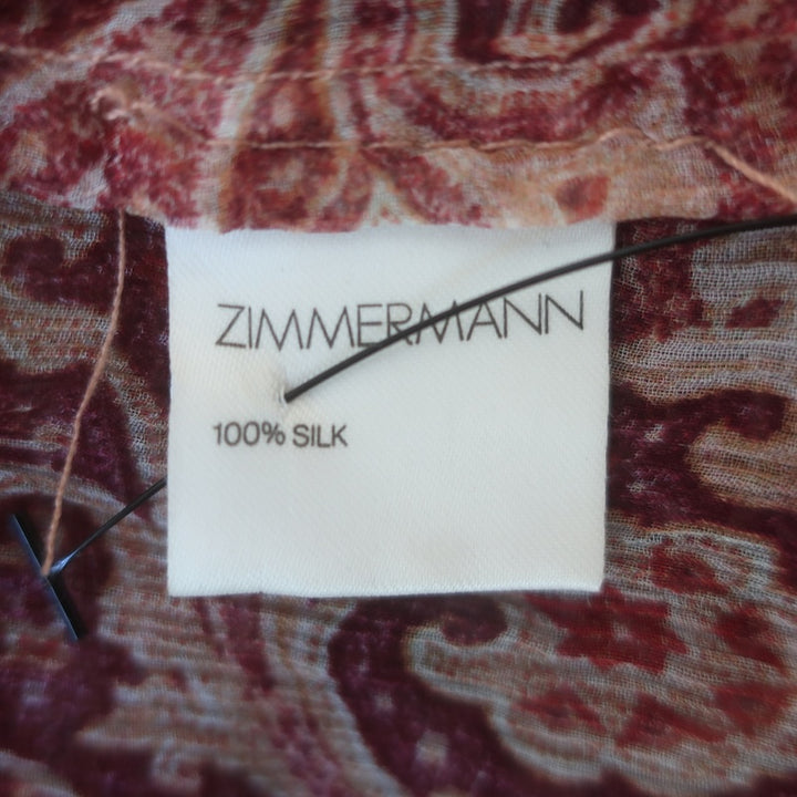 Zimmermann Ruffled-Trimmed Trapeze Top Multicolor Paisley Print Chiffon Size 0