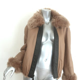 Zeynep Arcay reversible shearling and leather bomber jacket in beige, authentic pre-owned, size US 4