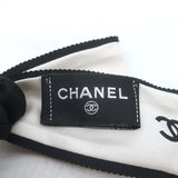 Chanel Coco Mark CC Bow Scrunchie Cream & Black Silk Twill Ponytail Holder