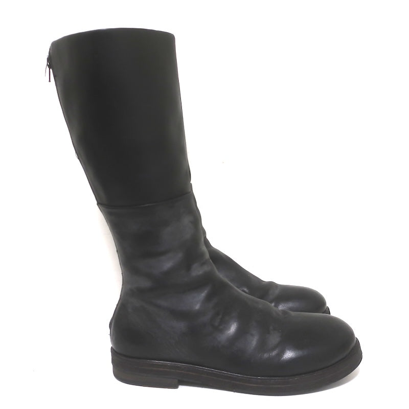 Marsell Zuccolona Tall Boots Black Buffed Leather Size 41