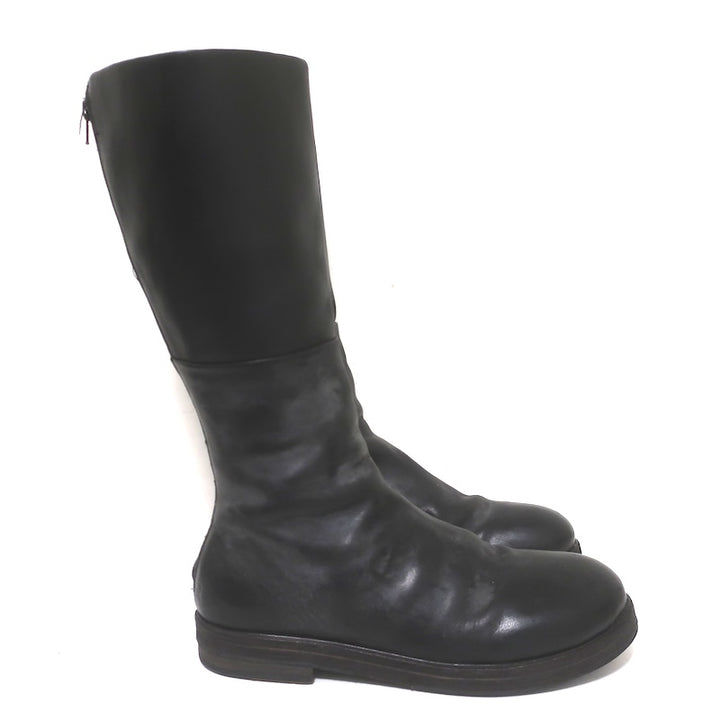 Marsell Zuccolona Tall Boots Black Buffed Leather Size 41