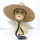 Janessa Leone Milton Straw Hat with Strap Beige Size Small NEW