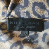 Nili Lotan Cami Gown Leopard Silk Satin Size Medium V-Neck Maxi Dress