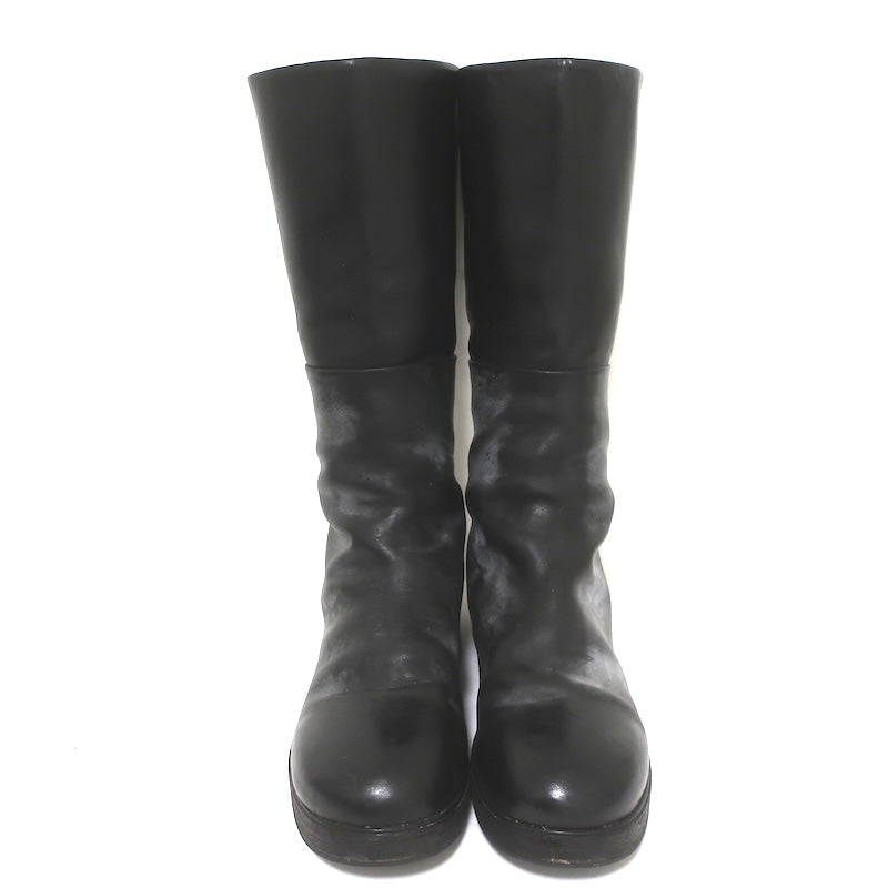 Marsell Zuccolona Tall Boots Black Buffed Leather Size 41