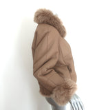 Zeynep Arcay reversible shearling and leather bomber jacket in beige, authentic pre-owned luxury designer piece