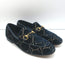 Gucci Jordaan GG Embroidered Velvet Horsebit Loafers Navy/Gold Size 39