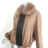 Zeynep Arcay reversible shearling and leather bomber jacket in beige, authentic pre-owned designer piece