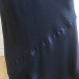 Nili Lotan Cami Gown Navy Silk Satin Size Medium V-Neck Maxi Dress