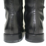 Sergio Rossi Knee High Flat Riding Boots Black Leather Size 39