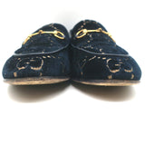 Gucci Jordaan GG Embroidered Velvet Horsebit Loafers Navy/Gold Size 39