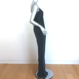 Nili Lotan Cami Gown Navy Silk Satin Size Medium V-Neck Maxi Dress