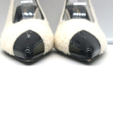 Saint Laurent Vesper Boucle Tweed Cap Toe Slingback Pumps Cream/Black Size 38