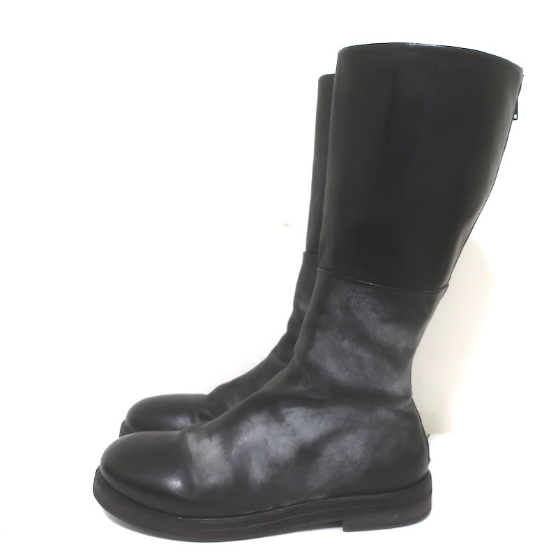 Marsell Zuccolona Tall Boots Black Buffed Leather Size 41