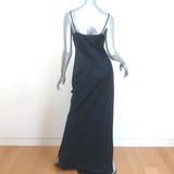 Nili Lotan Cami Gown Navy Silk Satin Size Medium V-Neck Maxi Dress