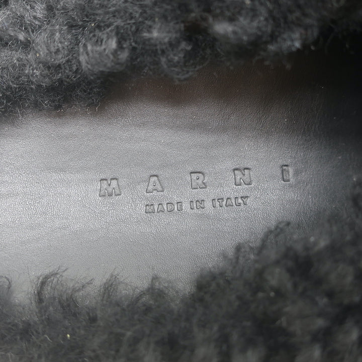 Marni Fussbet Sabot Shearling Mules Black Size 41