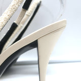 Saint Laurent Vesper Boucle Tweed Cap Toe Slingback Pumps Cream/Black Size 38